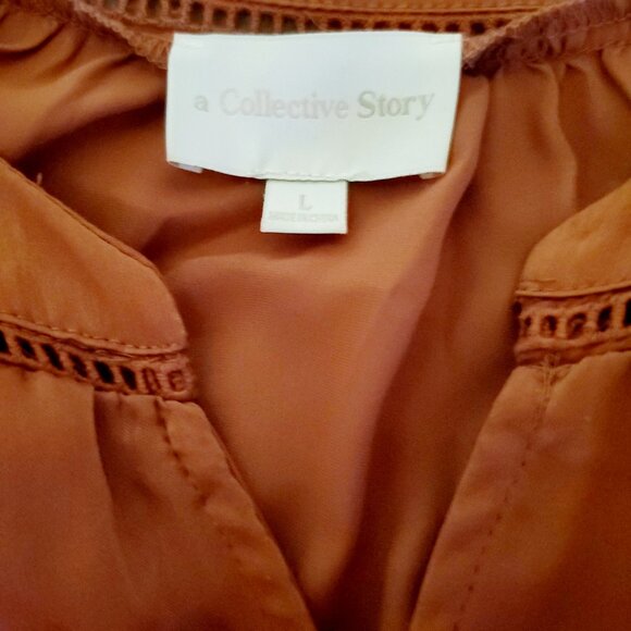 Collective Story Flowy Smocked Embroidred Boho Cottagecore Size Large Dress - Picture 6 of 9